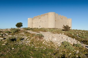 Het middeleeuwse kasteel El Montgri op de top van de montgri berg